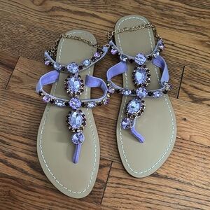 NWOT Purple Jewel Sandal size 6.5 chain clasp around ankle